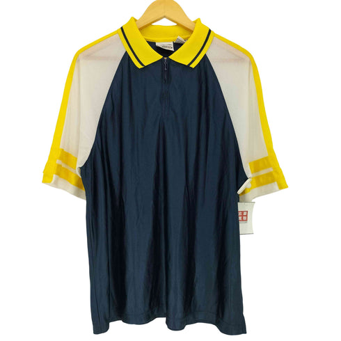 90s STREET CULTURE 素材切替 ハーフジップ ポロシャツ メンズ import:L