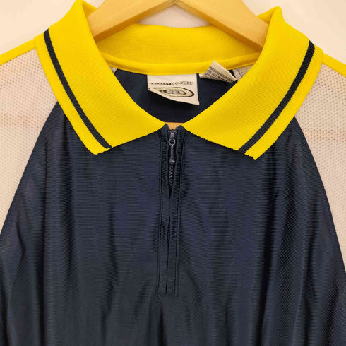 90s STREET CULTURE 素材切替 ハーフジップ ポロシャツ メンズ import:L