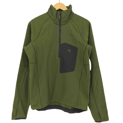 マウンテンハードウェア MOUNTAIN HARDWEAR ロゴ刺繍 サムホール 胸ポケット 裏地フリース ハーフジップ プルオーバー ソフトシェル メンズ import:S