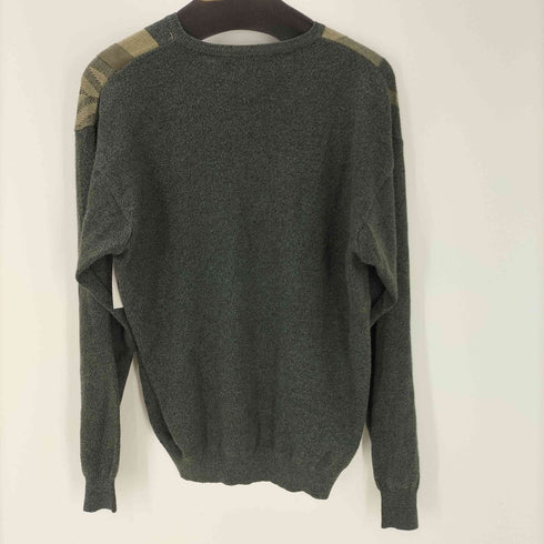 GUY de BERAC スウェード 切替 アーガイル ウール アクリル Vネック ニット メンズ 4