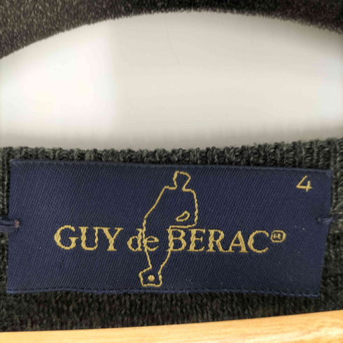 GUY de BERAC スウェード 切替 アーガイル ウール アクリル Vネック ニット メンズ 4