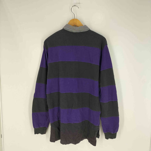 ポロバイラルフローレン Polo by RALPH LAUREN 90S ネルカラー スモールポニー刺繍 ボーダー鹿の子 L/S ポロシャツ メンズ import:L