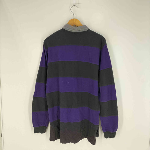 ポロバイラルフローレン Polo by RALPH LAUREN 90S ネルカラー スモールポニー刺繍 ボーダー鹿の子 L/S ポロシャツ メンズ import:L