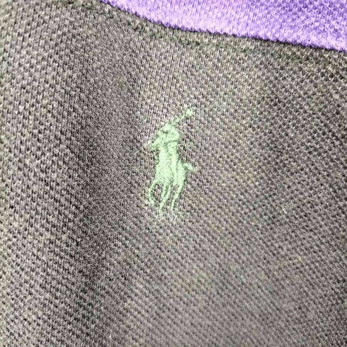 ポロバイラルフローレン Polo by RALPH LAUREN 90S ネルカラー スモールポニー刺繍 ボーダー鹿の子 L/S ポロシャツ メンズ import:L