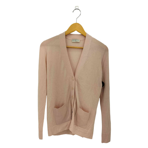 バレンシアガ BALENCIAGA カシミヤ ダブルポケット Vネック ロングスリーブ 薄手カーディガン レディース 34