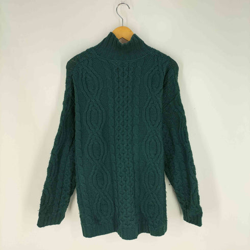 アランクラフト aran crafts 80S~90S アイルランド製 100%メリノウール フィッシャーマン ジップニット メンズ import:L