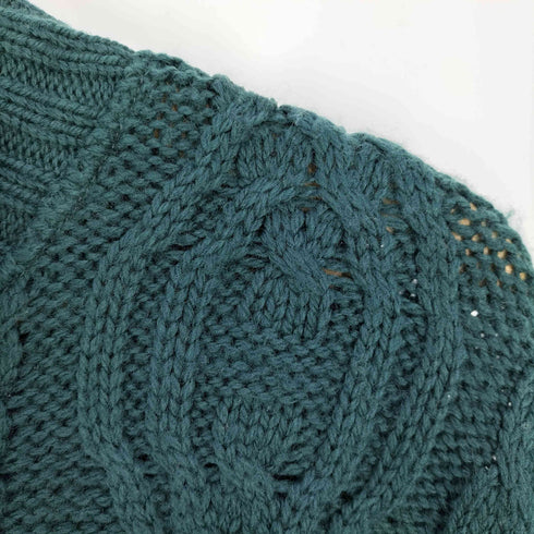 アランクラフト aran crafts 80S~90S アイルランド製 100%メリノウール フィッシャーマン ジップニット メンズ import:L