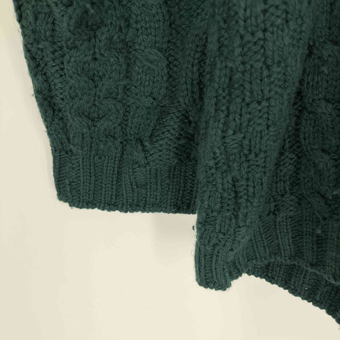 アランクラフト aran crafts 80S~90S アイルランド製 100%メリノウール フィッシャーマン ジップニット メンズ import:L