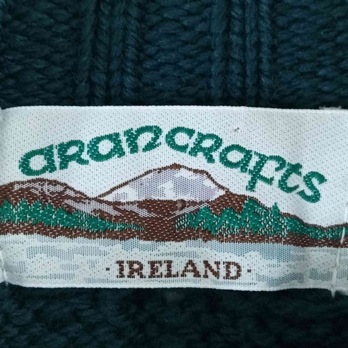 アランクラフト aran crafts 80S~90S アイルランド製 100%メリノウール フィッシャーマン ジップニット メンズ import:L