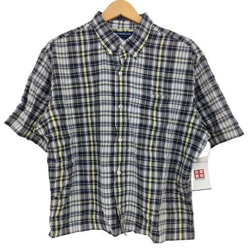 オールドネイビー OLD NAVY 00s SLIM FIT チェック 半袖シャツ ボックスシルエット メンズ import:L