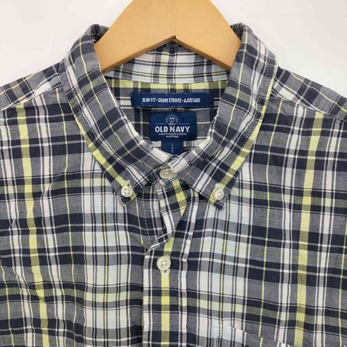オールドネイビー OLD NAVY 00s SLIM FIT チェック 半袖シャツ ボックスシルエット メンズ import:L