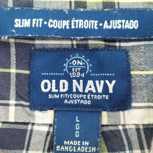 オールドネイビー OLD NAVY 00s SLIM FIT チェック 半袖シャツ ボックスシルエット メンズ import:L