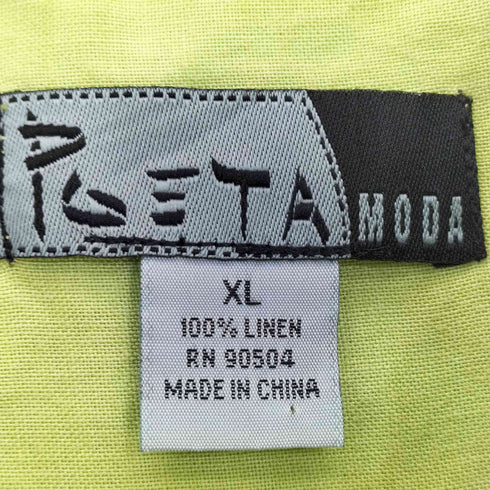 PETA MODE WASHABLE LINEN 襟ステッチ リネン半袖シャツ メンズ import:XL