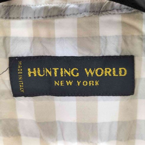ハンティングワールド HUNTING WORLD イタリア製 チェック柄 シアサッカー ロングスリーブシャツ メンズ