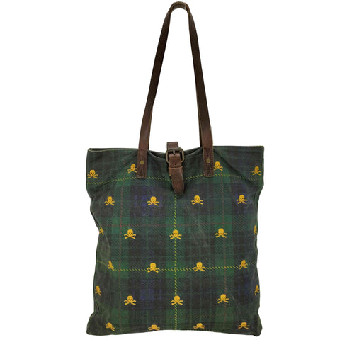 ラグビーラルフローレン Rugby Ralph Lauren スカル刺繍 チェックトートバッグ メンズ