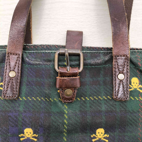 ラグビーラルフローレン Rugby Ralph Lauren スカル刺繍 チェックトートバッグ メンズ