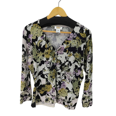 タルボット TALBOTS シルク混 花柄カーディガン レディース JPN:L