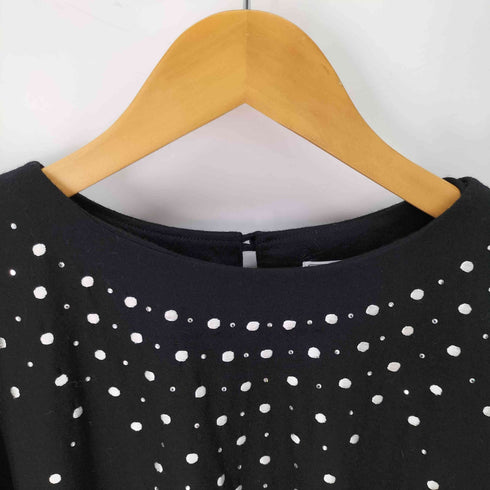 ワコー WAKO ドット刺繍 ラインストーン ウールブラウス レディース