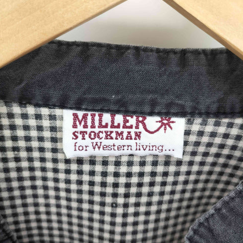 MILLER STOCKMAN ギンガムチェック ハーフボタン バンドカラー プルオーバー L/S シャツ メンズ