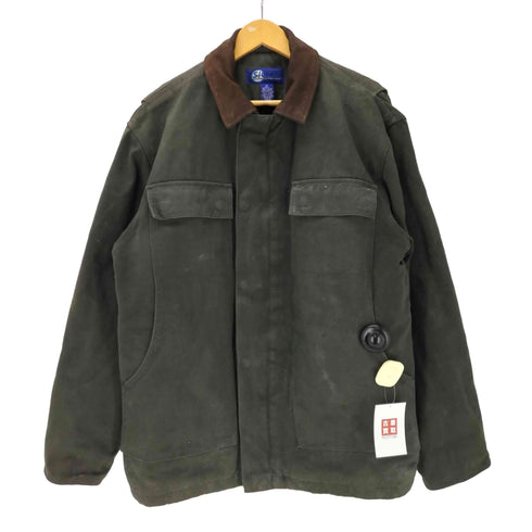 SIGTAC 90-00S Moss Green Duck Work Jacket 裏地フリース 襟スエード ダック地 コットン ワーク ジャケット モスグリーン ビックサイズ メンズ import:M