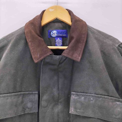 SIGTAC 90-00S Moss Green Duck Work Jacket 裏地フリース 襟スエード ダック地 コットン ワーク ジャケット モスグリーン ビックサイズ メンズ import:M