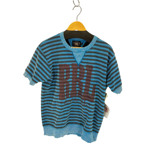 ダブルアールエルラルフローレン RRL RALPH LAUREN ロゴプリント ダメージ加工S/Sボーダースウェットシャツ メンズ JPN:XL