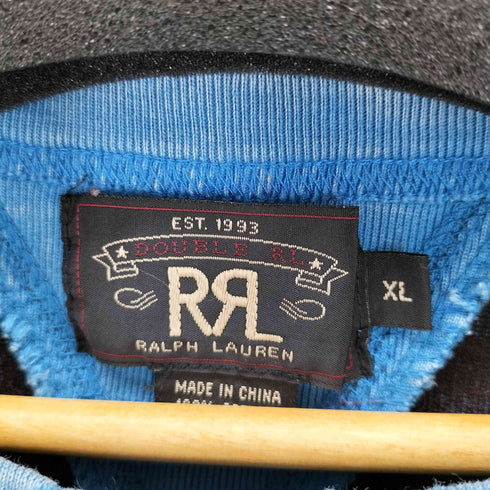 ダブルアールエルラルフローレン RRL RALPH LAUREN ロゴプリント ダメージ加工S/Sボーダースウェットシャツ メンズ JPN:XL