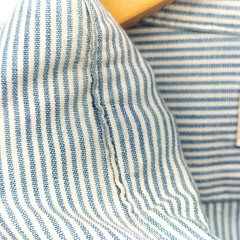 エルエルビーン L.L.Bean 80-90S USA製 両ポケット ストライプ コットン レギュラーカラー L/S シャツ メンズ import:XL