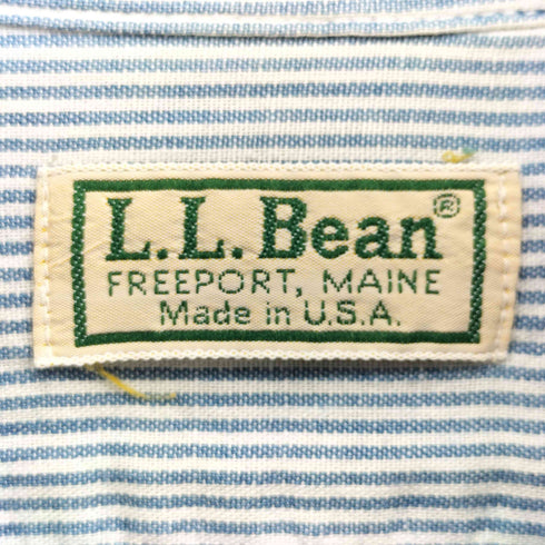 エルエルビーン L.L.Bean 80-90S USA製 両ポケット ストライプ コットン レギュラーカラー L/S シャツ メンズ import:XL