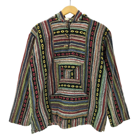 Indian Raster Short Baja hoodie Mexican Parka インド綿 コットン 総柄 ネイティブ ラスター メキシカン スキッパー アノラック ショート フーディー パーカー 短丈 メンズ import:M