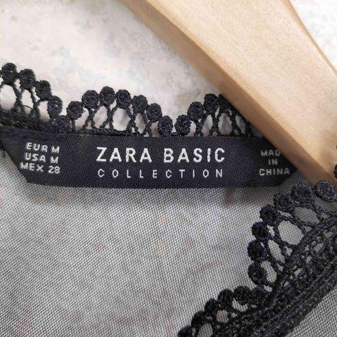 ザラ ZARA シースルー刺繍デザイン プリーツワンピース レディース import:M