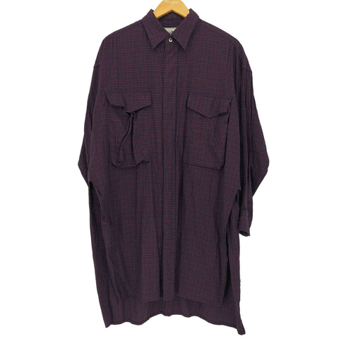 メゾンミハラヤスヒロ Maison MIHARA YASUHIRO チェック サイドスリット スナップボタン ロングシャツ メンズ