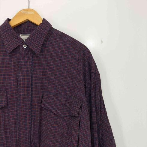 メゾンミハラヤスヒロ Maison MIHARA YASUHIRO チェック サイドスリット スナップボタン ロングシャツ メンズ