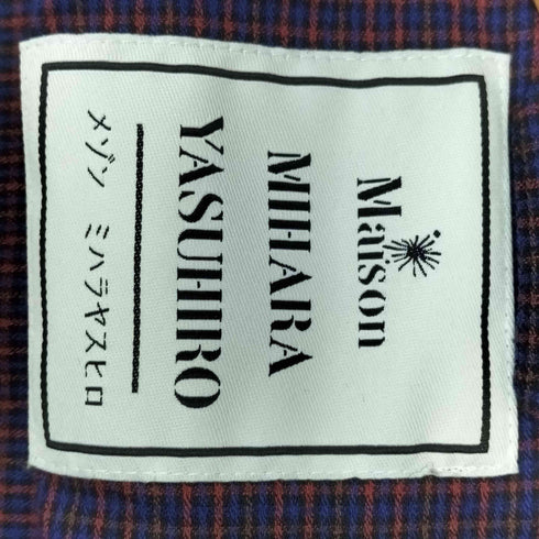 メゾンミハラヤスヒロ Maison MIHARA YASUHIRO チェック サイドスリット スナップボタン ロングシャツ メンズ