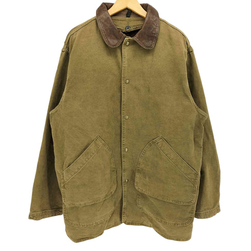 ウールリッチ WOOLRICH 90S ライナー付 襟レザー切替 ハンティングポケット ダック地 カバーオール ハンティング ジャケット メンズ import:L