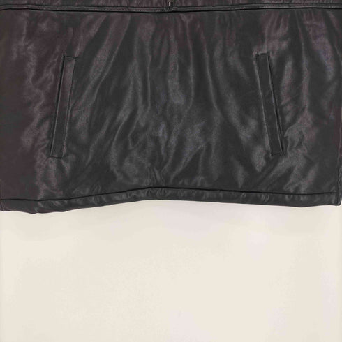 ファーファット FAFATT 裏地キルティング スタンドネック ハーフジップ フェイクレザー プルオーバー ベスト メンズ