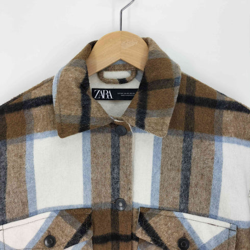 ザラ ZARA Wool blend Italian fabric Overshirt ウール混 イタリアンファブリック オーバー シャツ レディース import:XS