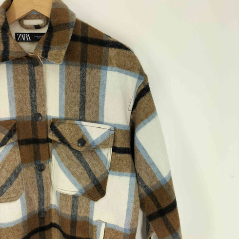 ザラ ZARA Wool blend Italian fabric Overshirt ウール混 イタリアンファブリック オーバー シャツ レディース import:XS