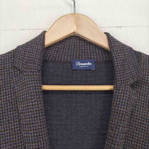 ドルモア Drumohr 千鳥格子 シングルテーラードニットジャケット メンズ JPN:46
