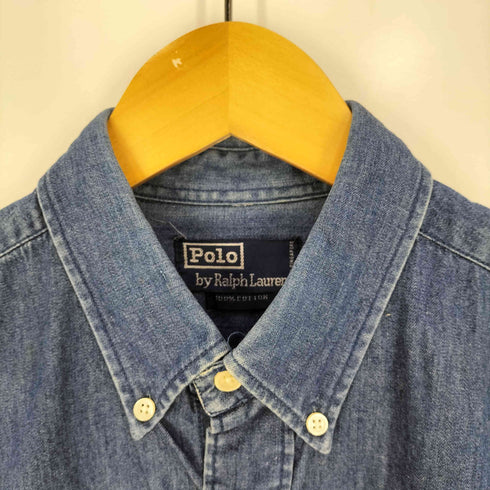 ポロバイラルフローレン Polo by RALPH LAUREN 90S シンガポール製 スモールポニー刺繍 デニム S/S シャツ メンズ import:M