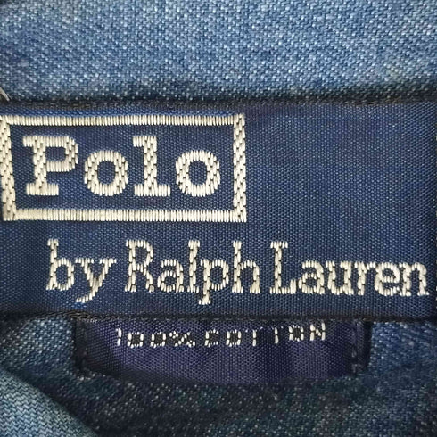 ポロバイラルフローレン Polo by RALPH LAUREN 90S シンガポール製 スモールポニー刺繍 デニム S/S シャツ メンズ import:M