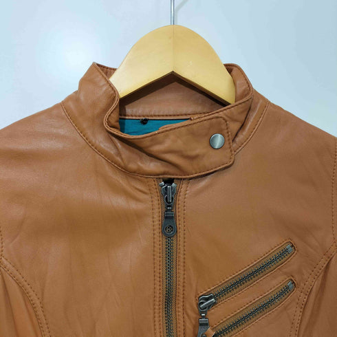 Y2K ラムレザー シングルライダース ジャケット レディース 02