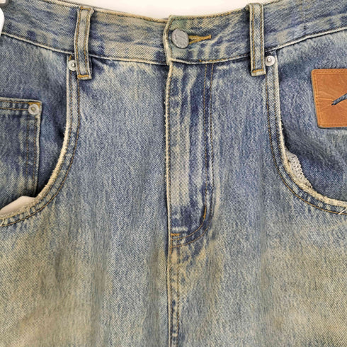 メイソンプリンス mason prince VINTAGE加工 レザーパッチ ワイドデニムパンツ メンズ JPN:3