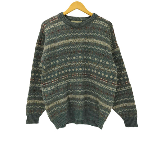 Nor`Easterly Scotland Fair Isle Sweater Knit スコットランド製 総柄 PURE NEW WOOL ウール フェアアイル ニット セーター メンズ 42