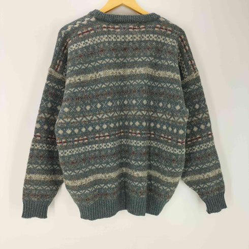Nor`Easterly Scotland Fair Isle Sweater Knit スコットランド製 総柄 PURE NEW WOOL ウール フェアアイル ニット セーター メンズ 42