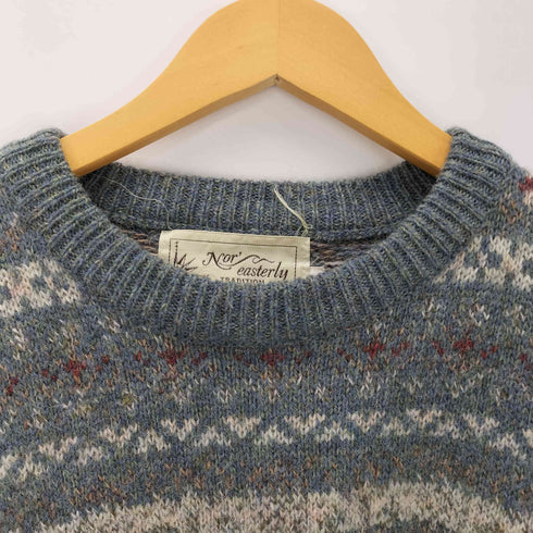 Nor`Easterly Scotland Fair Isle Sweater Knit スコットランド製 総柄 PURE NEW WOOL ウール フェアアイル ニット セーター メンズ 42