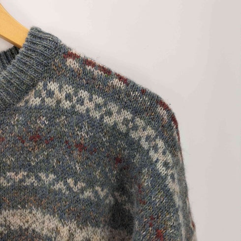 Nor`Easterly Scotland Fair Isle Sweater Knit スコットランド製 総柄 PURE NEW WOOL ウール フェアアイル ニット セーター メンズ 42