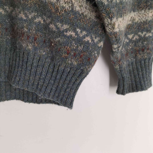 Nor`Easterly Scotland Fair Isle Sweater Knit スコットランド製 総柄 PURE NEW WOOL ウール フェアアイル ニット セーター メンズ 42