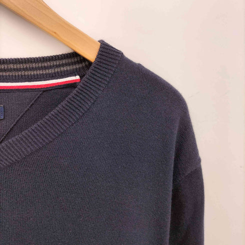 トミーヒルフィガー TOMMY HILFIGER ロゴ刺繍 Vネック コットンニット メンズ import:L