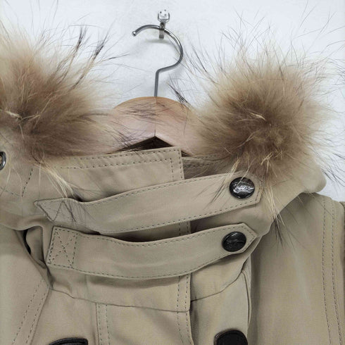 バーバリーブルーレーベル BURBERRY BLUE LABEL 裏地チェックライナー ラクーンファー フードコート レディース 38